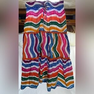 Rachel Zoe Multicolor Striped Skirt, size Small w/ elastic waist, 100% cotton